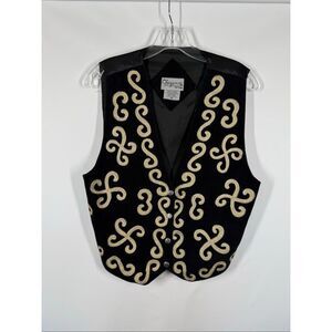 001 -- Cheyenne Autumn snap front State of Oklahoma black suede Leather vest siz